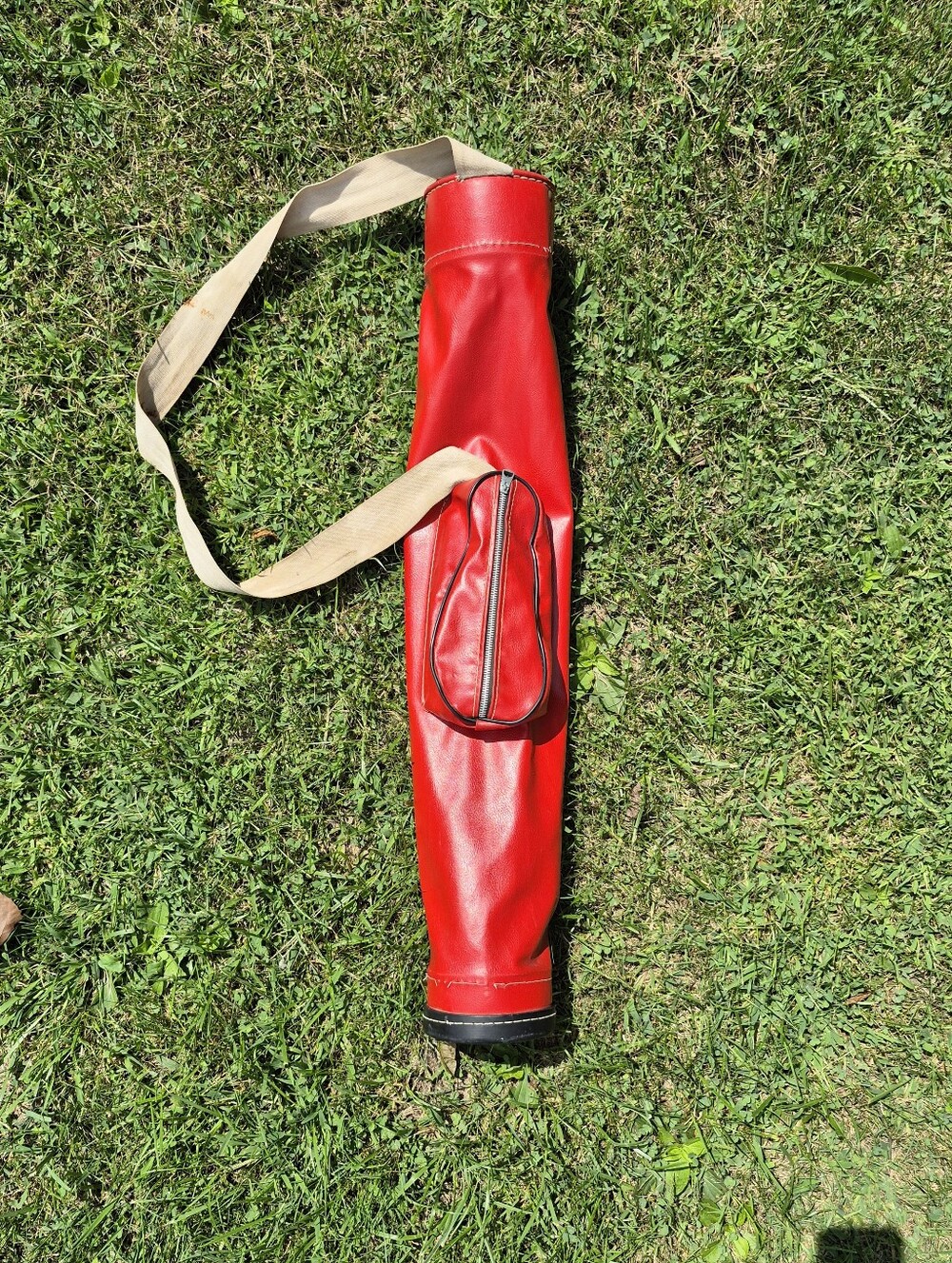 Vintage Red Vinyl Sunday Golf Bag w/ Carry Strap